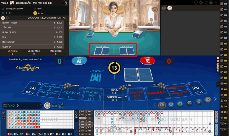 cách chơi Virtual Squeeze Baccarat  tại W88